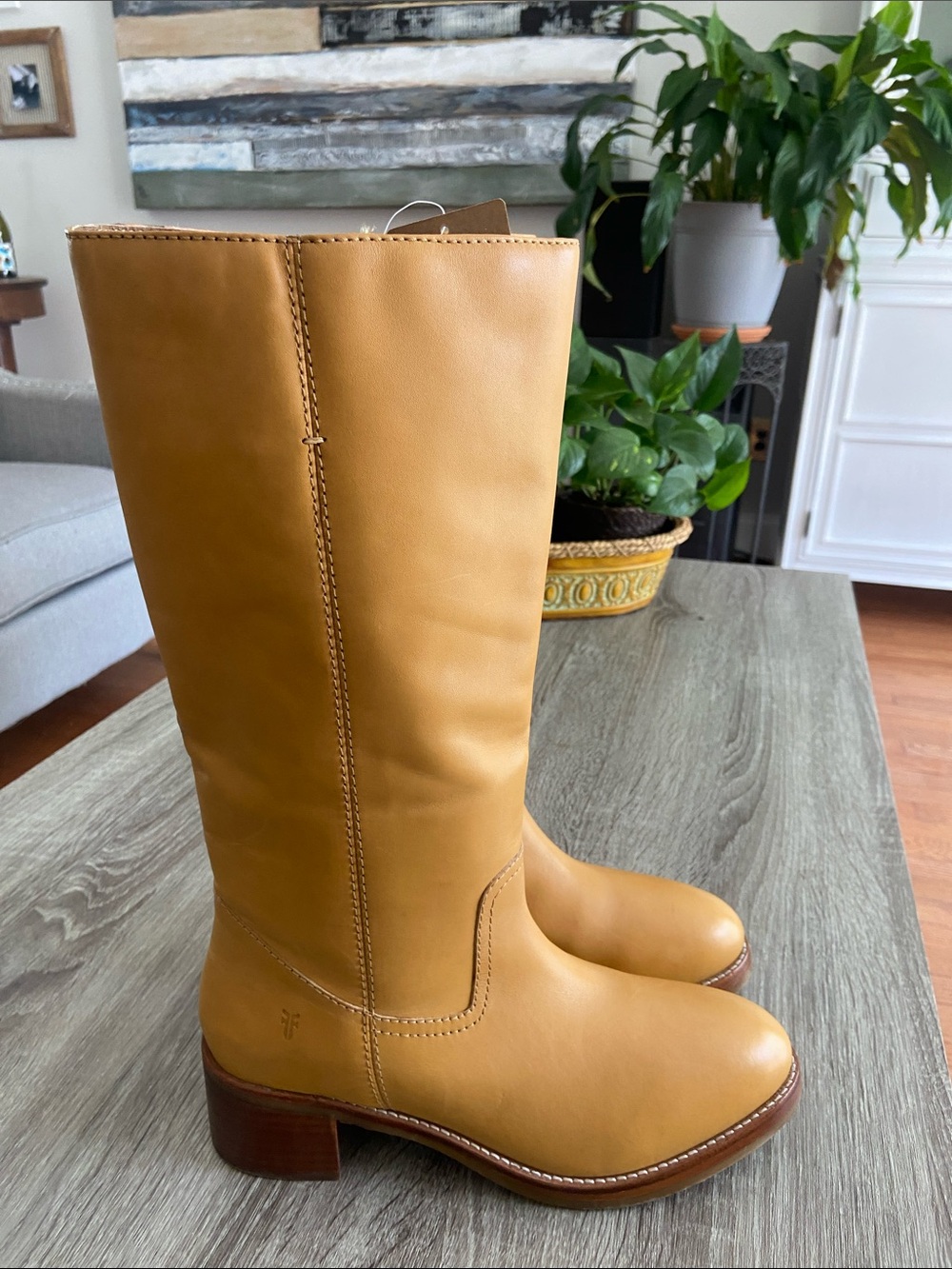 Frye Tall Leather Boots in Mustard Yellow - Picture 5 of 11